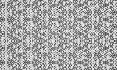 Seamless repeat geometric flower line design illustration