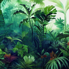 Fototapeta na wymiar Watercolor Jungle Background