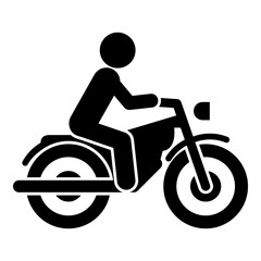 Icono aislado de motorista en moto