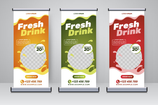 fresh drink rollup or X banner design template