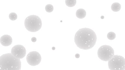 Foggy 3d backdrop. Gray abstract balls, planets, shapes on a white bright background. Space illustration. 3d rendering.