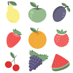 set of fruits and berries