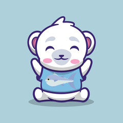 cute mascot icon ice bear character