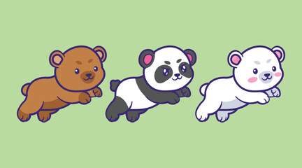 cute bear character collection icon mascot bundle