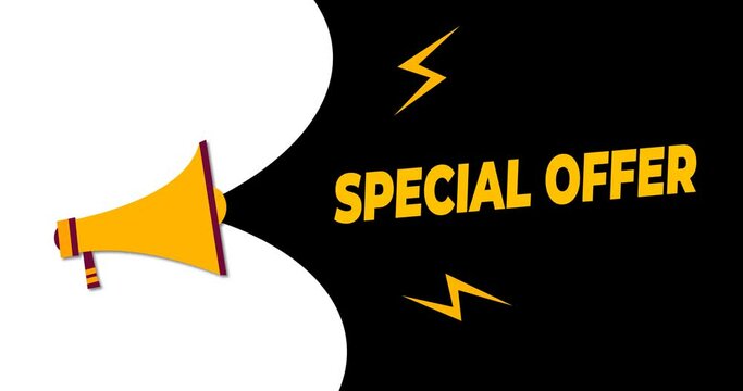 Animated Special Offer template with ornament motion graphic on the black background alpha channel. This animation is suitable for Sales promotion.