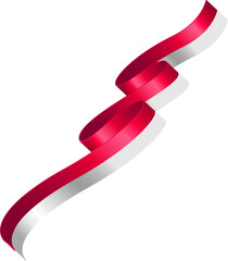 Indonesia flag red white ribbon 3d