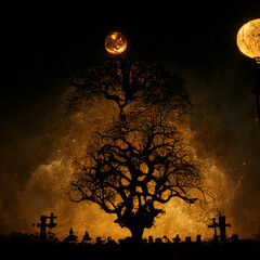 halloween night scene