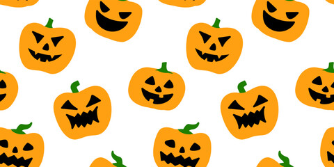 Seamless vector pattern with Halloween pumpkins. For fabric, paper, wrap, textile, poster, scrapbooking, wallpaper or background, for web site or mobile app