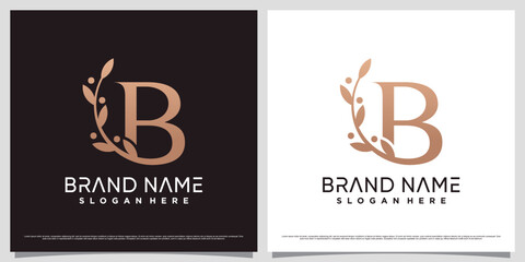 Letter b logo design template for beauty salon icon with creative element and simple concept