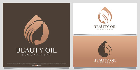 Set of beauty oil logo design bundle for spa salon icon with creative modern concept
