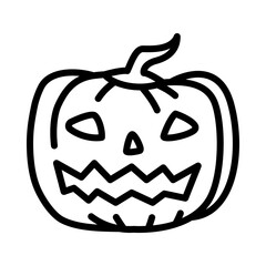 Halloween pumpkins flat line icon. Horror symbols. Outline sign for mobile concept and web design, store