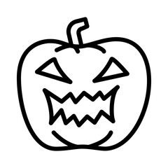 Halloween pumpkins flat line icon. Horror symbols. Outline sign for mobile concept and web design, store