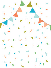 flags and paper confetti