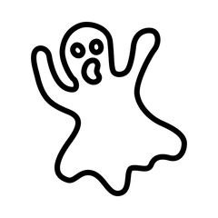 Halloween Ghost flat line icon. Horror symbols. Outline sign for mobile concept and web design, store