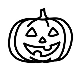 Halloween pumpkins flat line icon. Horror symbols. Outline sign for mobile concept and web design, store