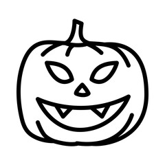 Halloween pumpkins flat line icon. Horror symbols. Outline sign for mobile concept and web design, store
