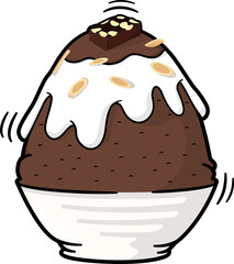 Bingsu Chocolate milk on top brownie and macadamia	
