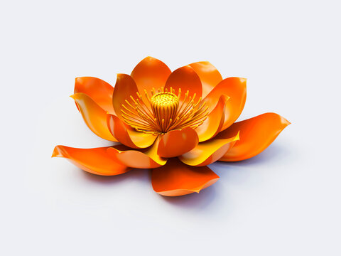 Orange lotus flower on white background