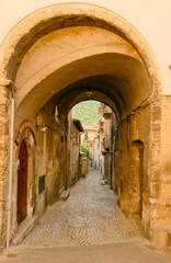 Obraz na płótnie Canvas Borgo di Scanno, le scalinate che ispirarono l'opera di Escher. Abruzzo, Italy