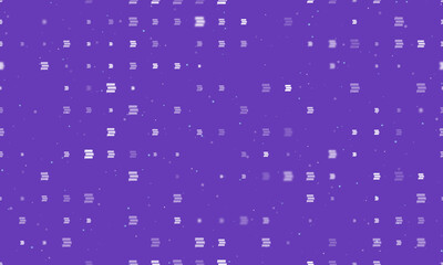 Seamless background pattern of evenly spaced white discussion symbols of different sizes and opacity. Vector illustration on deep purple background with stars