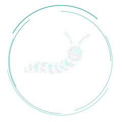 The caterpillar symbol filled with teal dots. Pointillism style. Vector illustration on white background