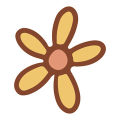 Retro groovy flower. Collection of different flowers in a hippie style. Vector boho illustration isolated on a light background