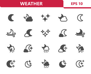 Weather Icons - Forecast, Moon, Night, Stars