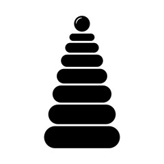 Pyramid toy icon. Black silhouette. Front side view. Vector simple flat graphic illustration. Isolated object on a white background. Isolate.