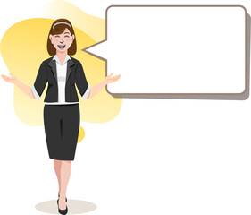 Business woman with sign Marketing