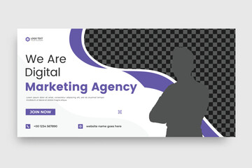 Creative digital marketing agency social media cover, web banner, video thumbnail template
