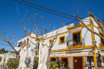 Pitoresque village Santa Gertrudis, famous place for a daytrip at Ibiza island, Balearic islands,...