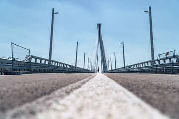 The new bridge Monostor between Slovakia and Hungary connecting the cities of Komarno and Komarom