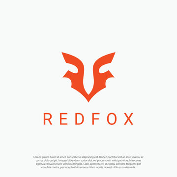simple modern letter RF for red fox logo vector 