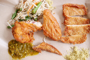  fried chicken fillets on plate on a plate 