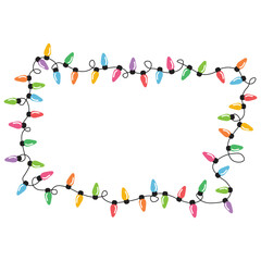 Christmas lights string isolated on white background vector