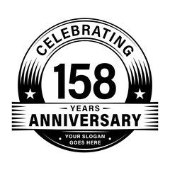 158 years anniversary celebration design template. 158th logo vector illustrations. 