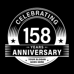 158 years anniversary celebration design template. 158th logo vector illustrations. 