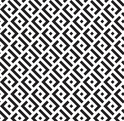 Black L-shaped interlaced pattern on white background. Black interlocking pattern on white backdrop.
