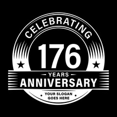 176 years anniversary celebration design template. 176th logo vector illustrations. 