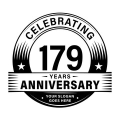 179 years anniversary celebration design template. 179th logo vector illustrations. 