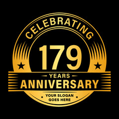 179 years anniversary celebration design template. 179th logo vector illustrations. 