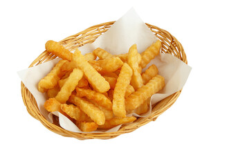 French Fries in bamboo basket.