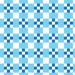 White and blue square dots on white and blue checker pattern background.