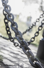 Abstract view of chain fence in Kiev 