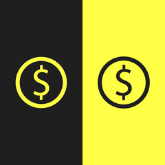 illustration of two dallar icons in two colors