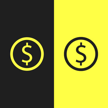 illustration of two dallar icons in two colors