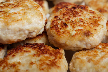 Fried juicy chicken cutlets. Homemade food. Natural healthy food.