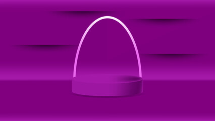 Violet Podium with four black stripes on the wall. vector illustrations. eps 10

