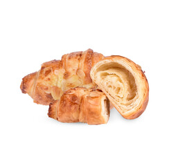 Almond croissant isolated on white background