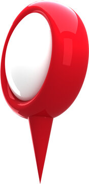 Vertical image of red and white geo locator, digital map pin icon
